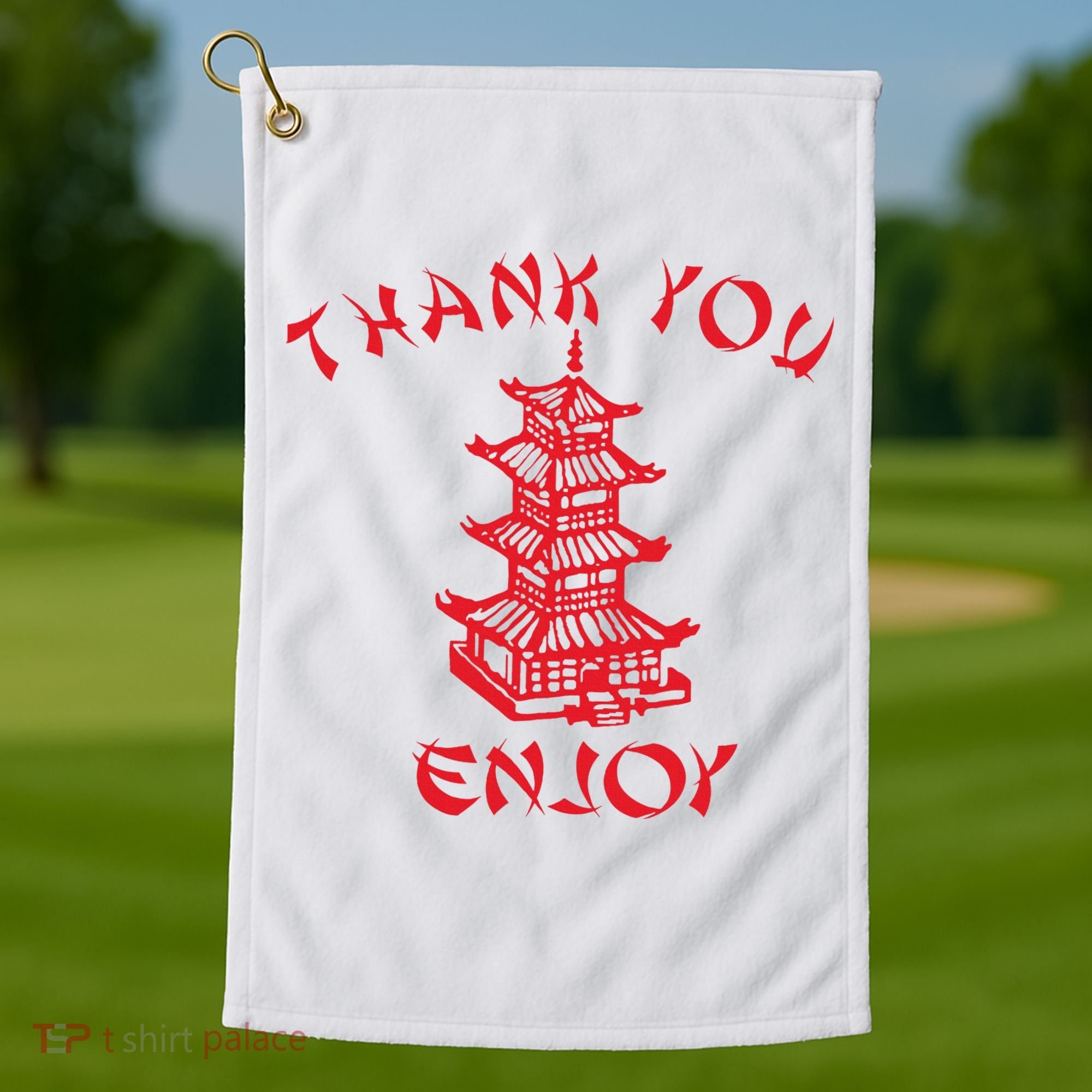 Chinese Takeaway Food Thank You Enjoy Golf Towel