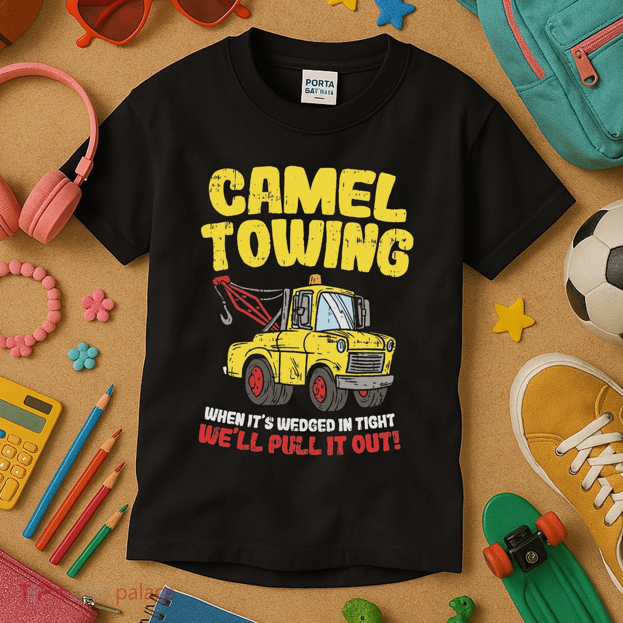 Camel Towing Funny Crude Tow Truck Recovery Workers Gift Kids T-Shirt