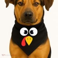 Cute Turkey Face Matching Family Costume Thanksgiving Day USA-Made Doggie Bandana thumb 1