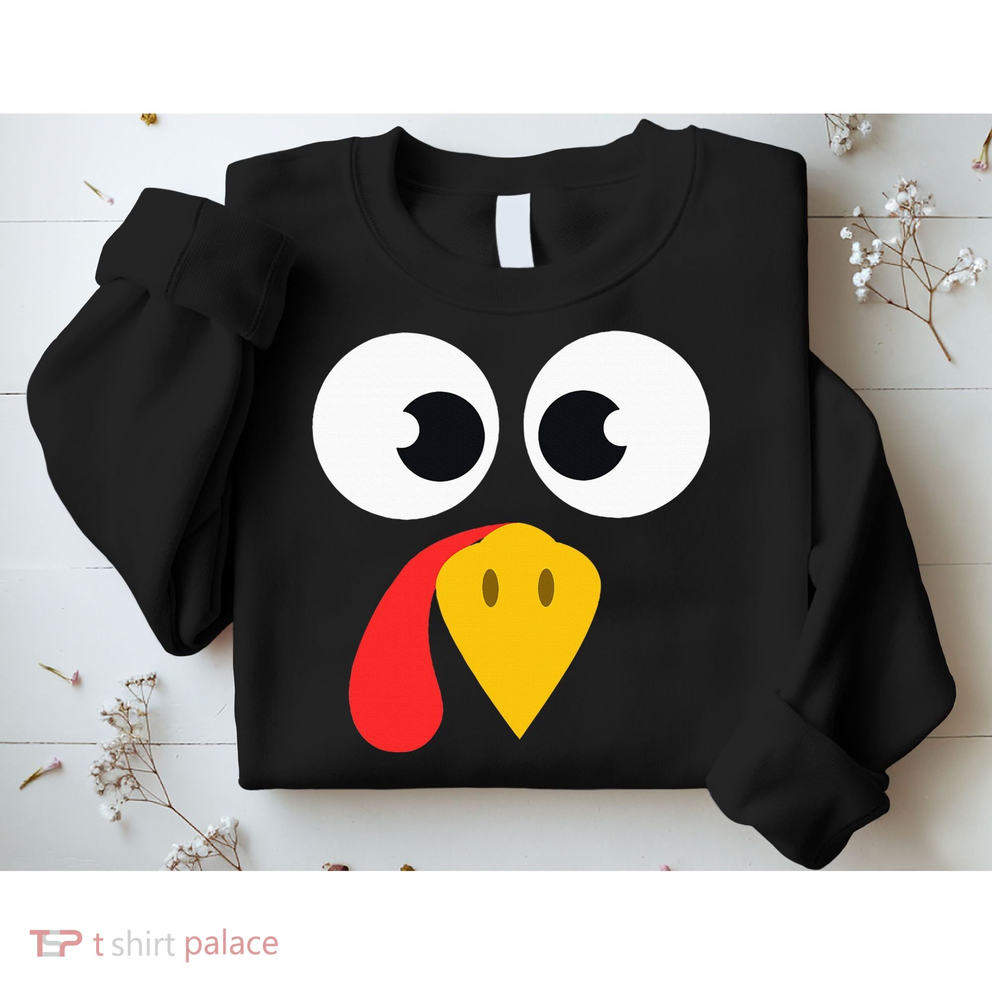 Cute Turkey Face Matching Family Costume Thanksgiving Day Sweatshirt
