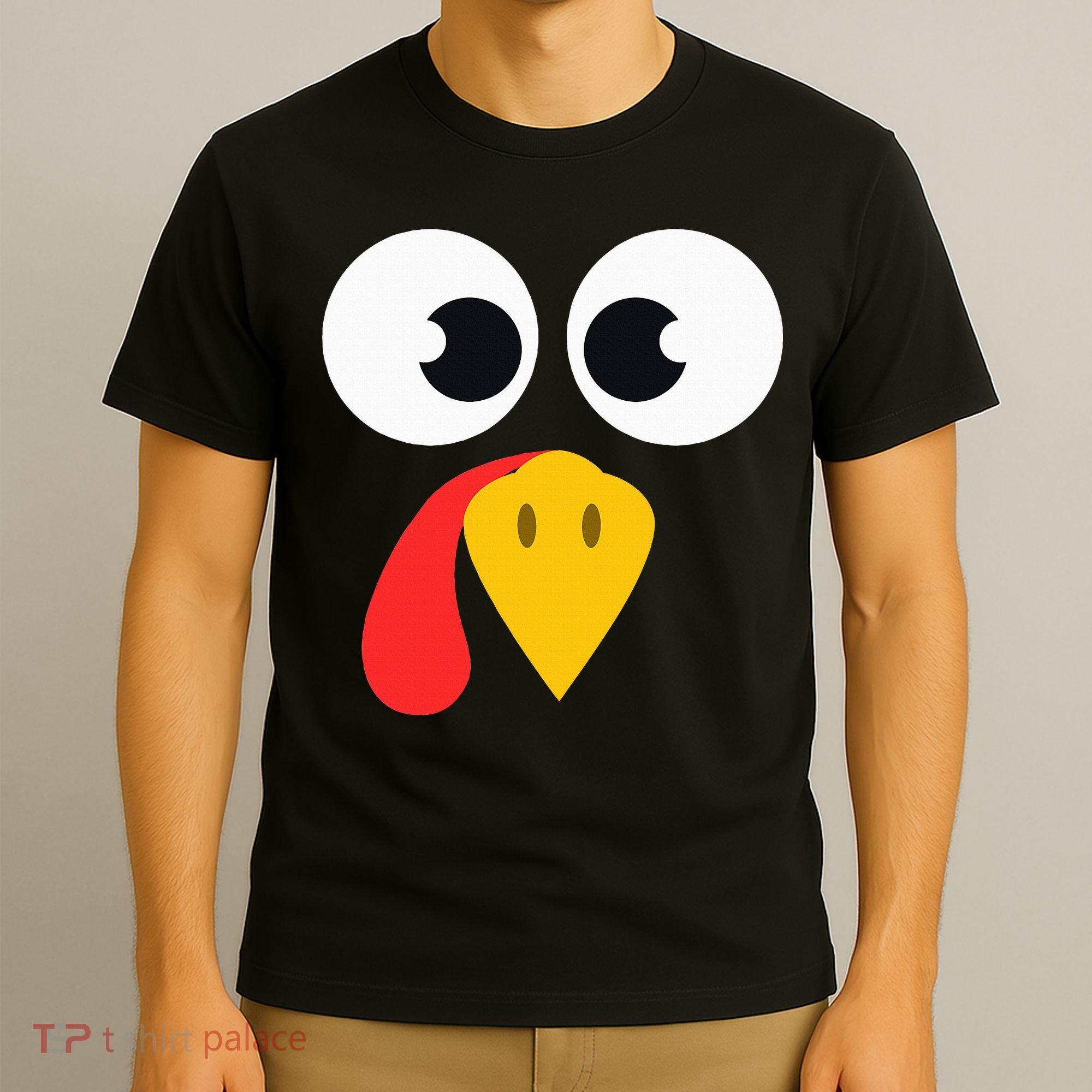 Cute Turkey Face Matching Family Costume Thanksgiving Day T-Shirt