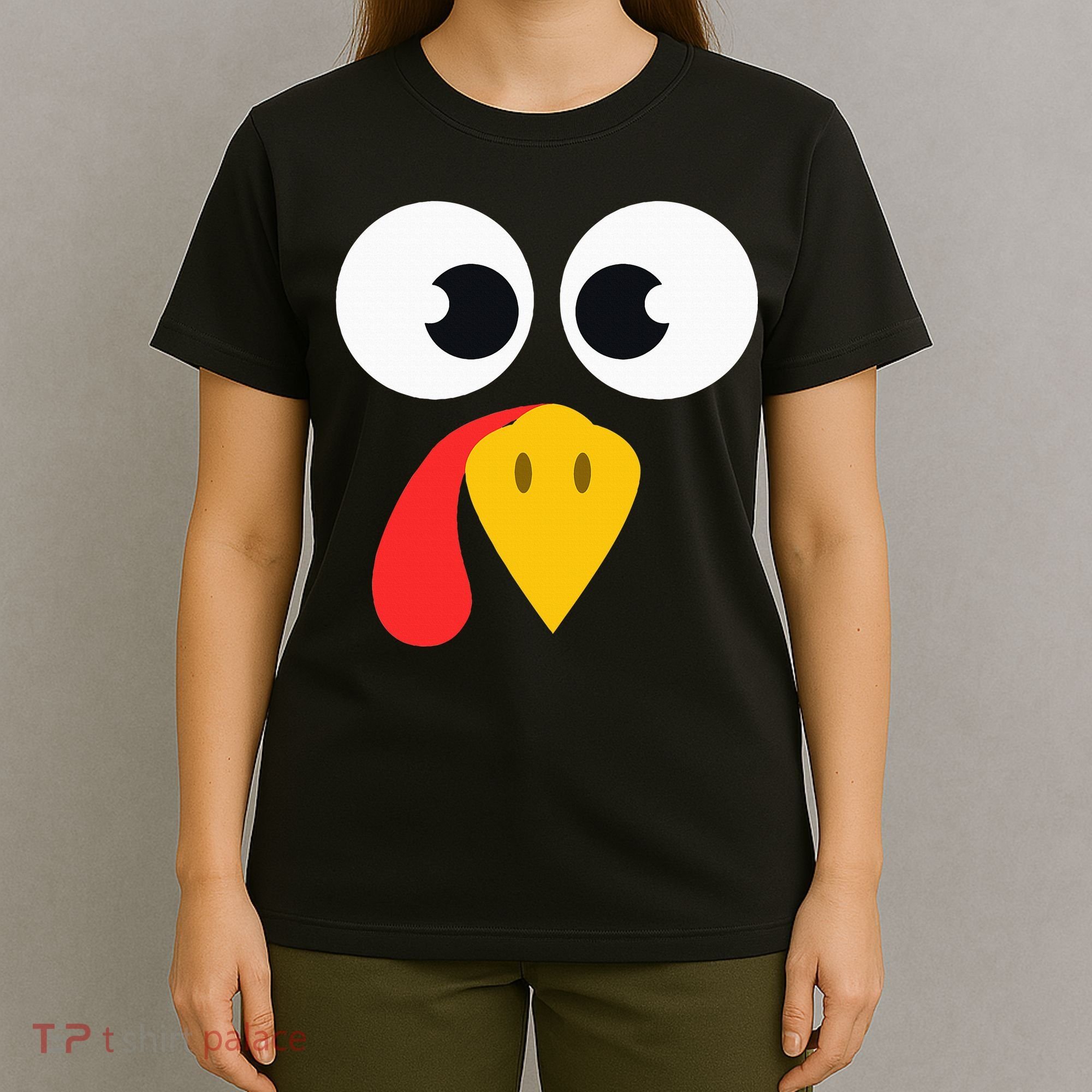 Cute Turkey Face Matching Family Costume Thanksgiving Day T-Shirt