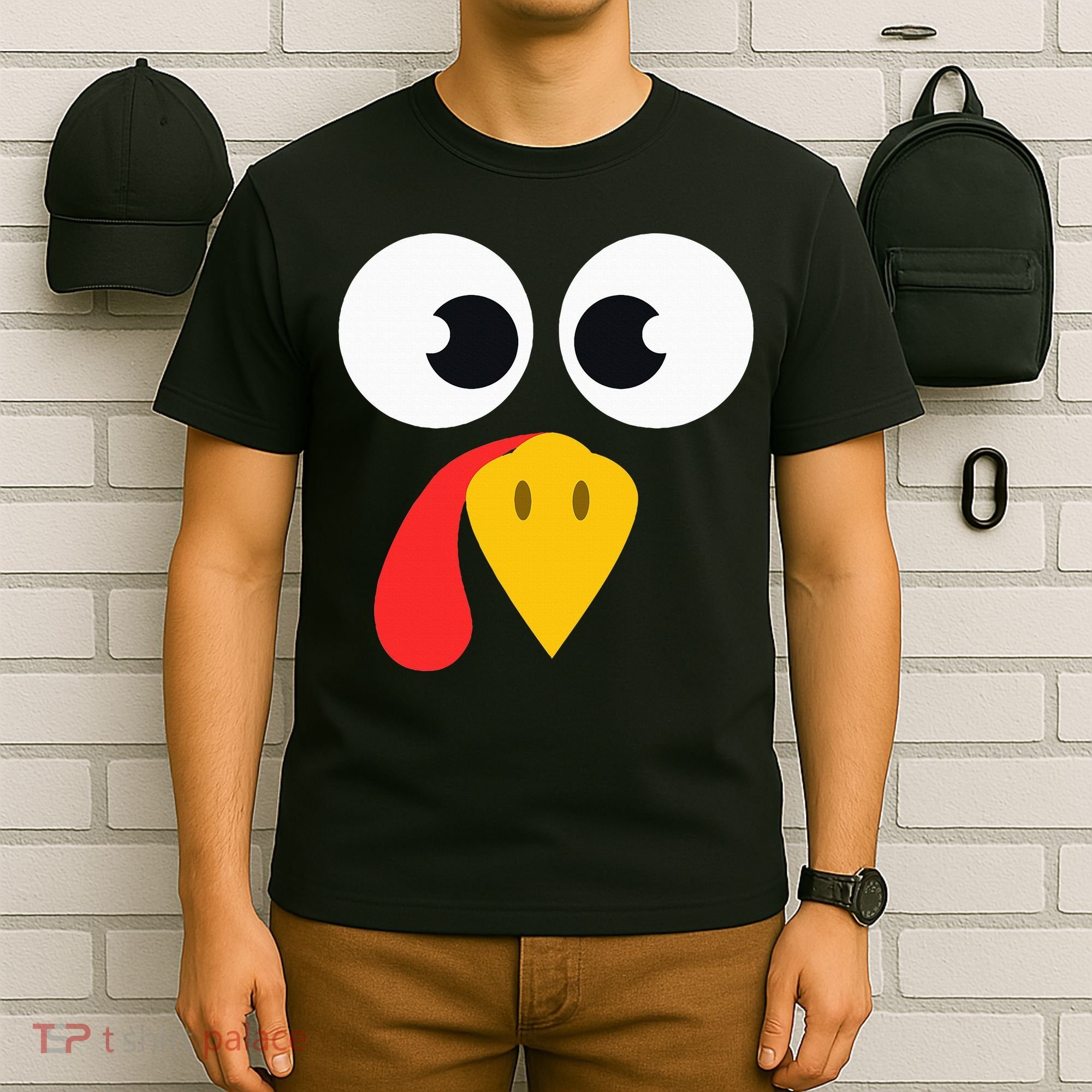 Cute Turkey Face Matching Family Costume Thanksgiving Day T-Shirt