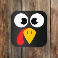 Cute Turkey Face Matching Family Costume Thanksgiving Day Coaster thumb 0