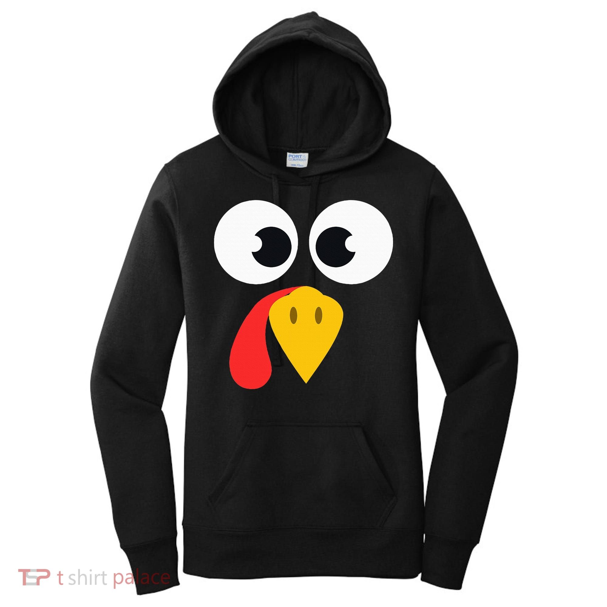 Cute Turkey Face Matching Family Costume Thanksgiving Day Women's Hoodie