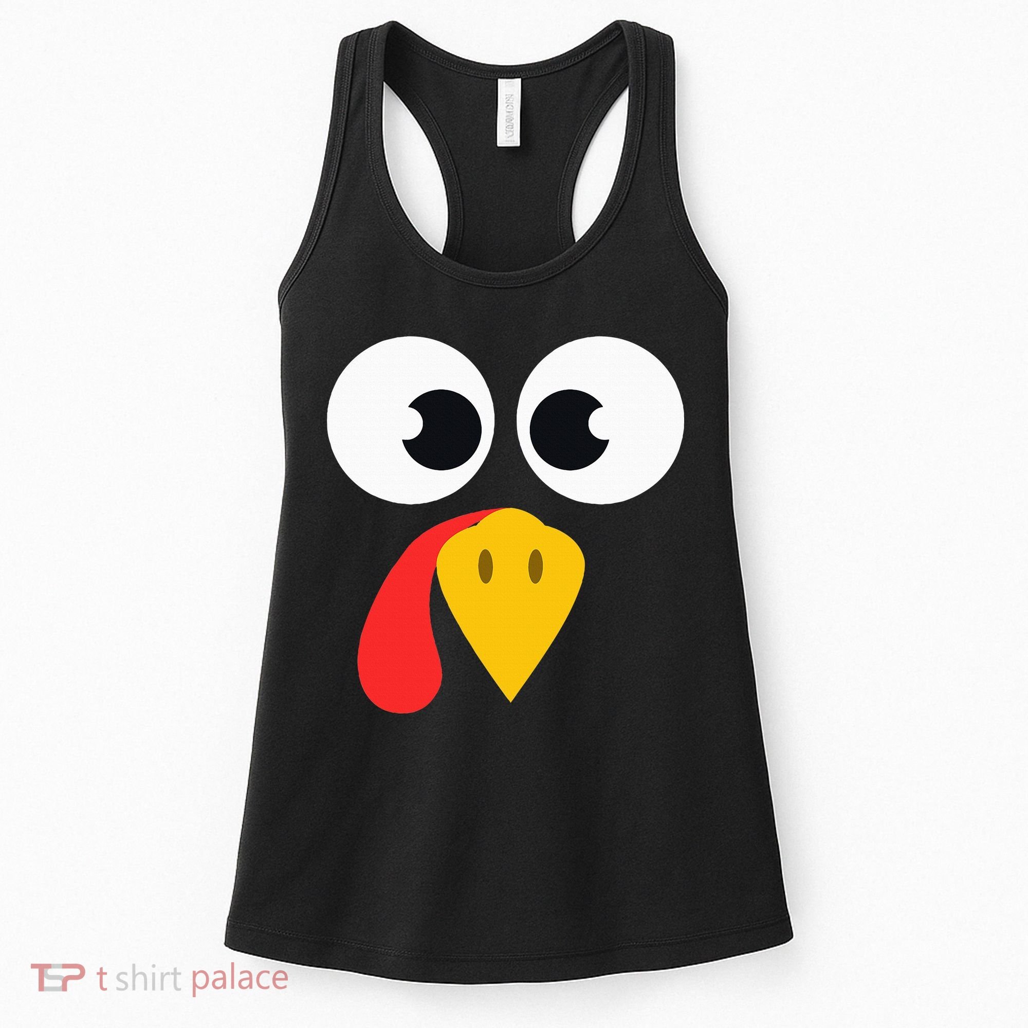 Cute Turkey Face Matching Family Costume Thanksgiving Day Women's Tank Top