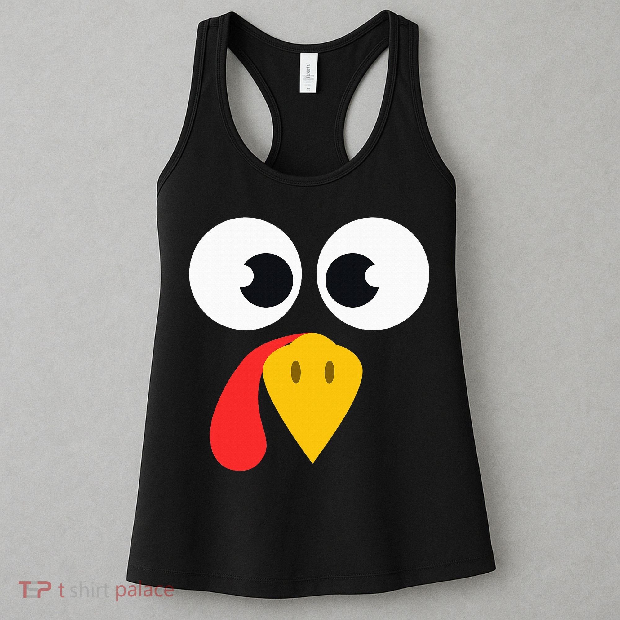 Cute Turkey Face Matching Family Costume Thanksgiving Day Women's Tank Top