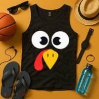Cute Turkey Face Matching Family Costume Thanksgiving Day Tank Top thumb 4