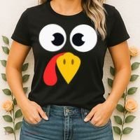 Cute Turkey Face Matching Family Costume Thanksgiving Day Women's T-Shirt thumb 2