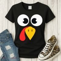 Cute Turkey Face Matching Family Costume Thanksgiving Day Women's T-Shirt thumb 3