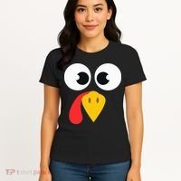 Cute Turkey Face Matching Family Costume Thanksgiving Day Women's T-Shirt thumb 4