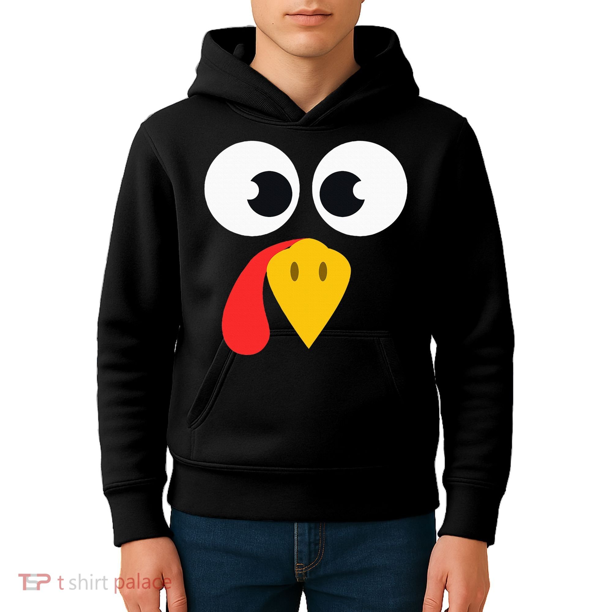 Cute Turkey Face Matching Family Costume Thanksgiving Day Kids Hoodie