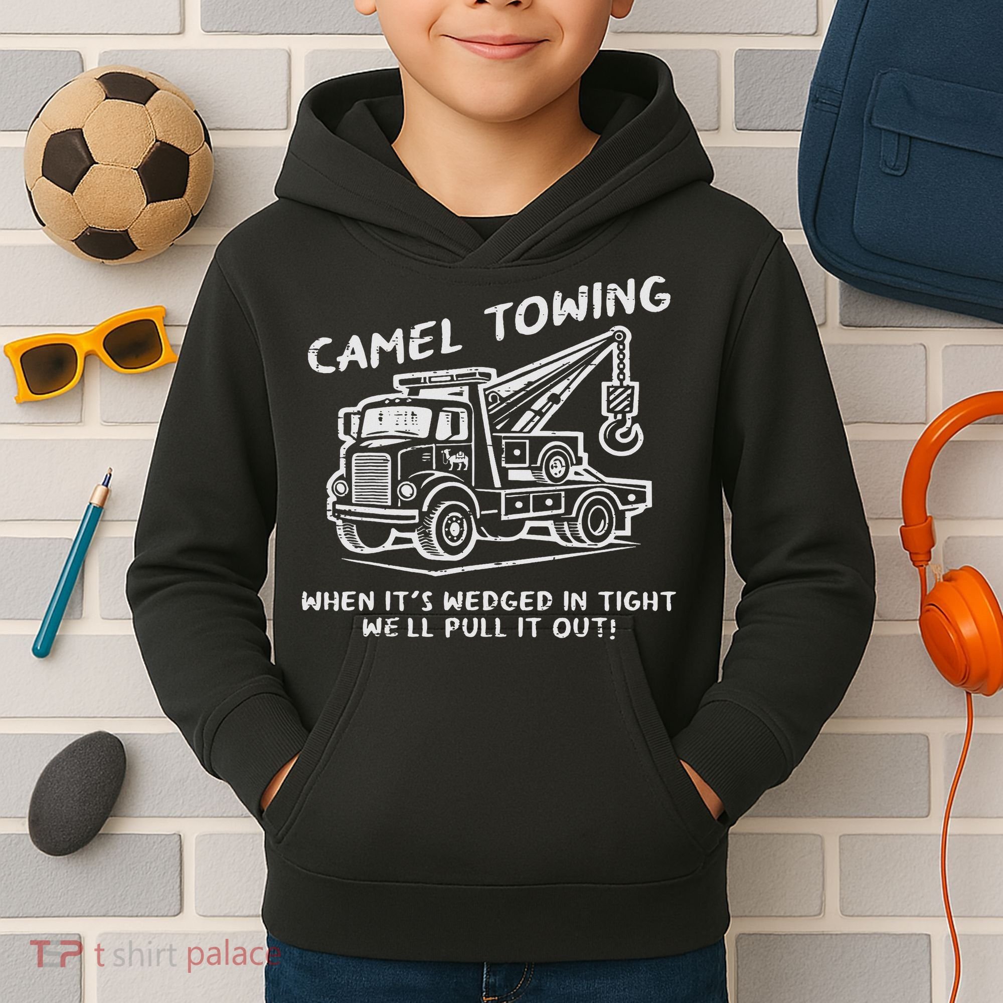 Camel Towing Funny Inappropriate Cringe Adult Humor Joke Kids Hoodie