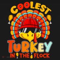 Coolest Turkey Flock Cute Thanksgiving Kids Boys Girls Gift Polo thumb 3
