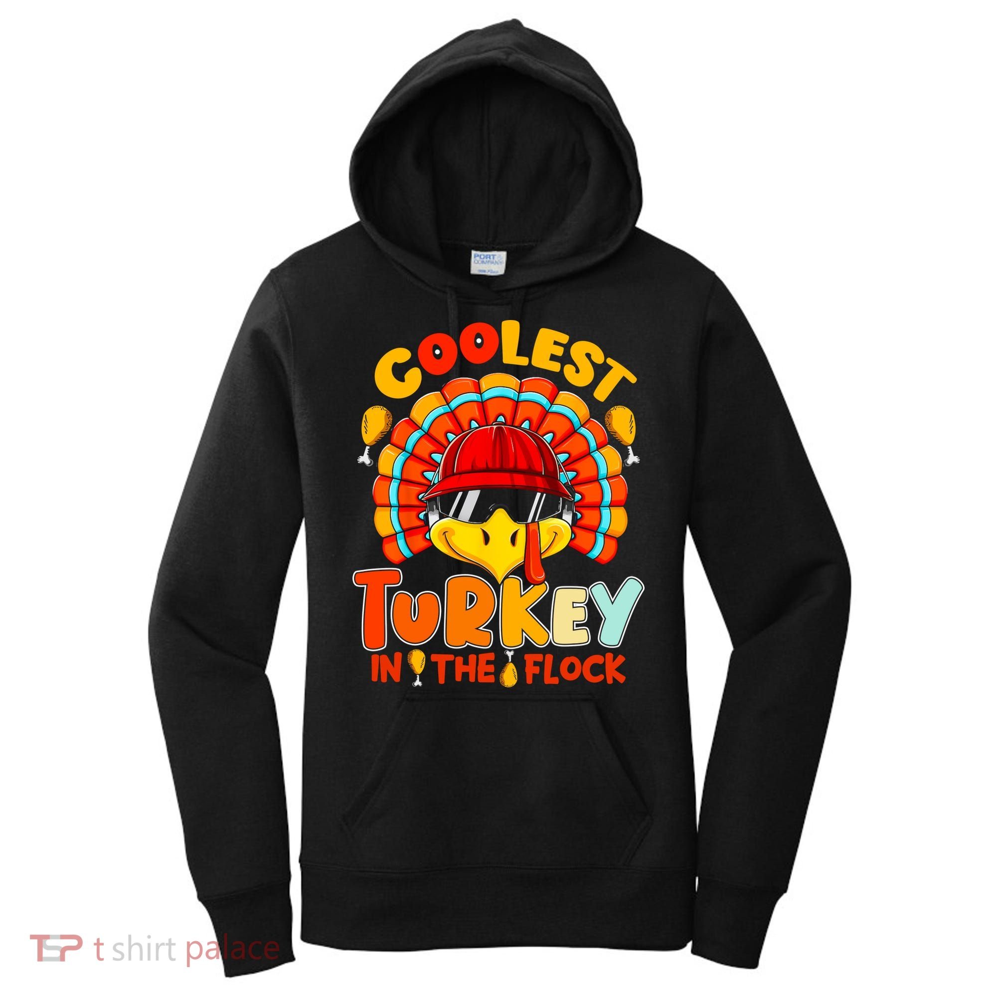 Coolest Turkey Flock Cute Thanksgiving Kids Boys Girls Gift Women's Hoodie