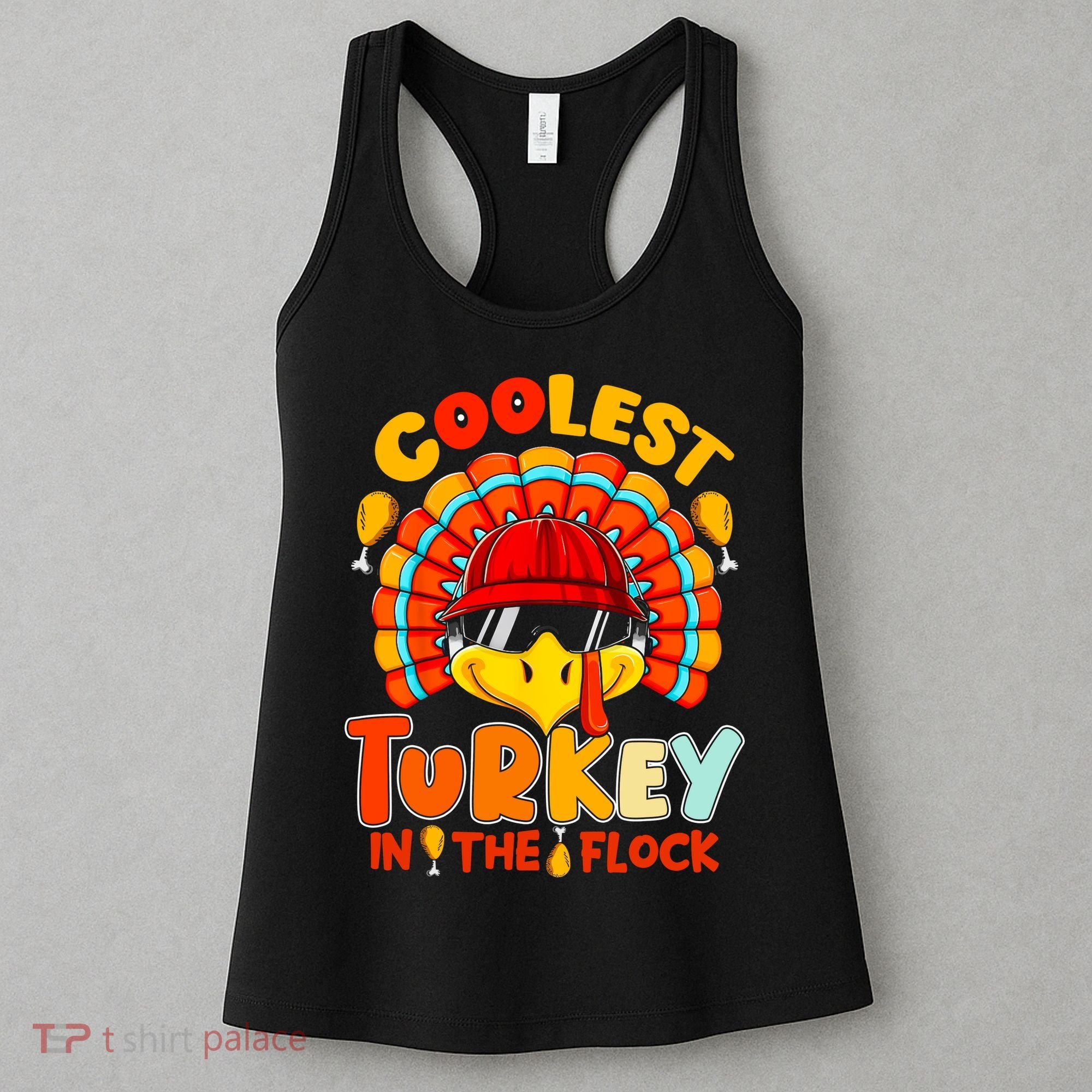 Coolest Turkey Flock Cute Thanksgiving Kids Boys Girls Gift Women's Tank Top