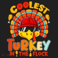 Coolest Turkey Flock Cute Thanksgiving Kids Boys Girls Gift Hat thumb 2