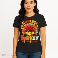 Coolest Turkey Flock Cute Thanksgiving Kids Boys Girls Gift Women's T-Shirt thumb 4