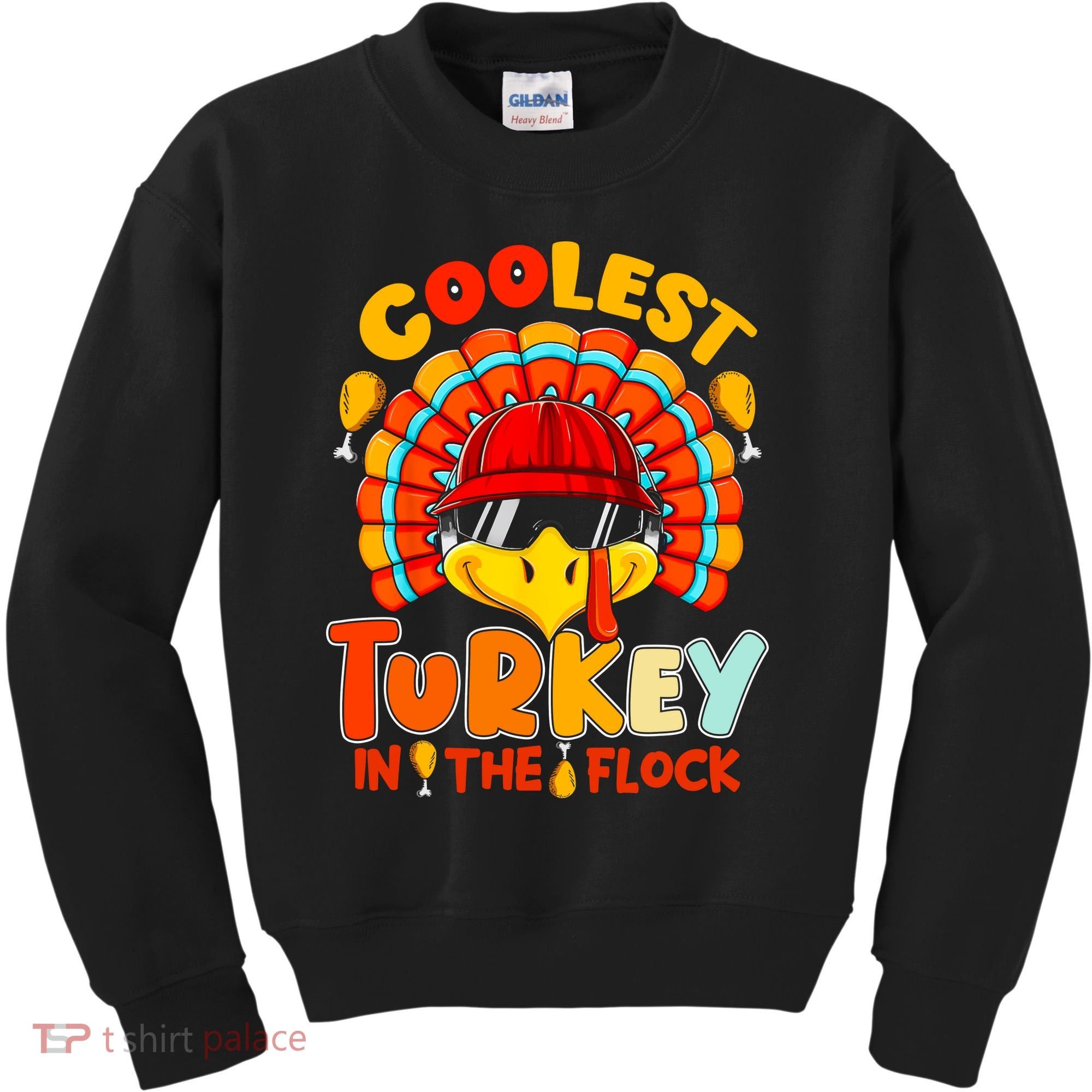 Coolest Turkey Flock Cute Thanksgiving Kids Boys Girls Gift Kids Sweatshirt