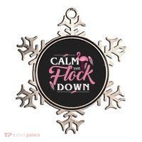 Calm The Flock Down Funny Pink Flamingo Bird Lovers Summer Ornament thumb 0