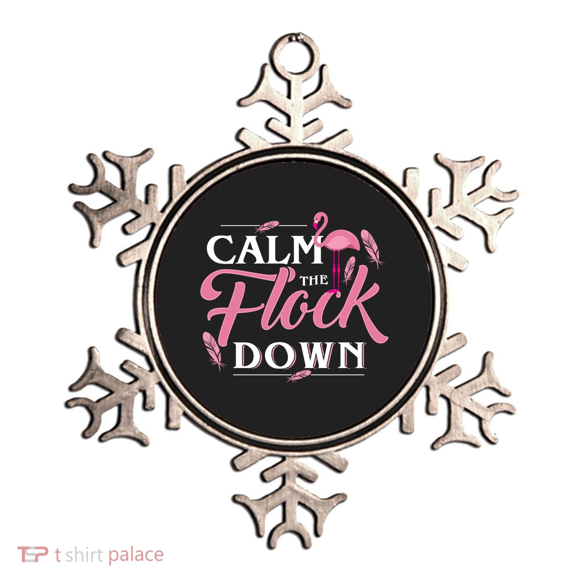 Calm The Flock Down Funny Pink Flamingo Bird Lovers Summer Ornament
