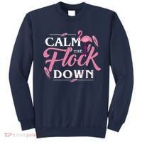 Calm The Flock Down Funny Pink Flamingo Bird Lovers Summer Sweatshirt thumb 0