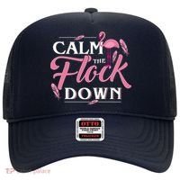 Calm The Flock Down Funny Pink Flamingo Bird Lovers Summer Hat thumb 0