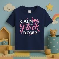 Calm The Flock Down Funny Pink Flamingo Bird Lovers Summer Toddler T-Shirt thumb 3