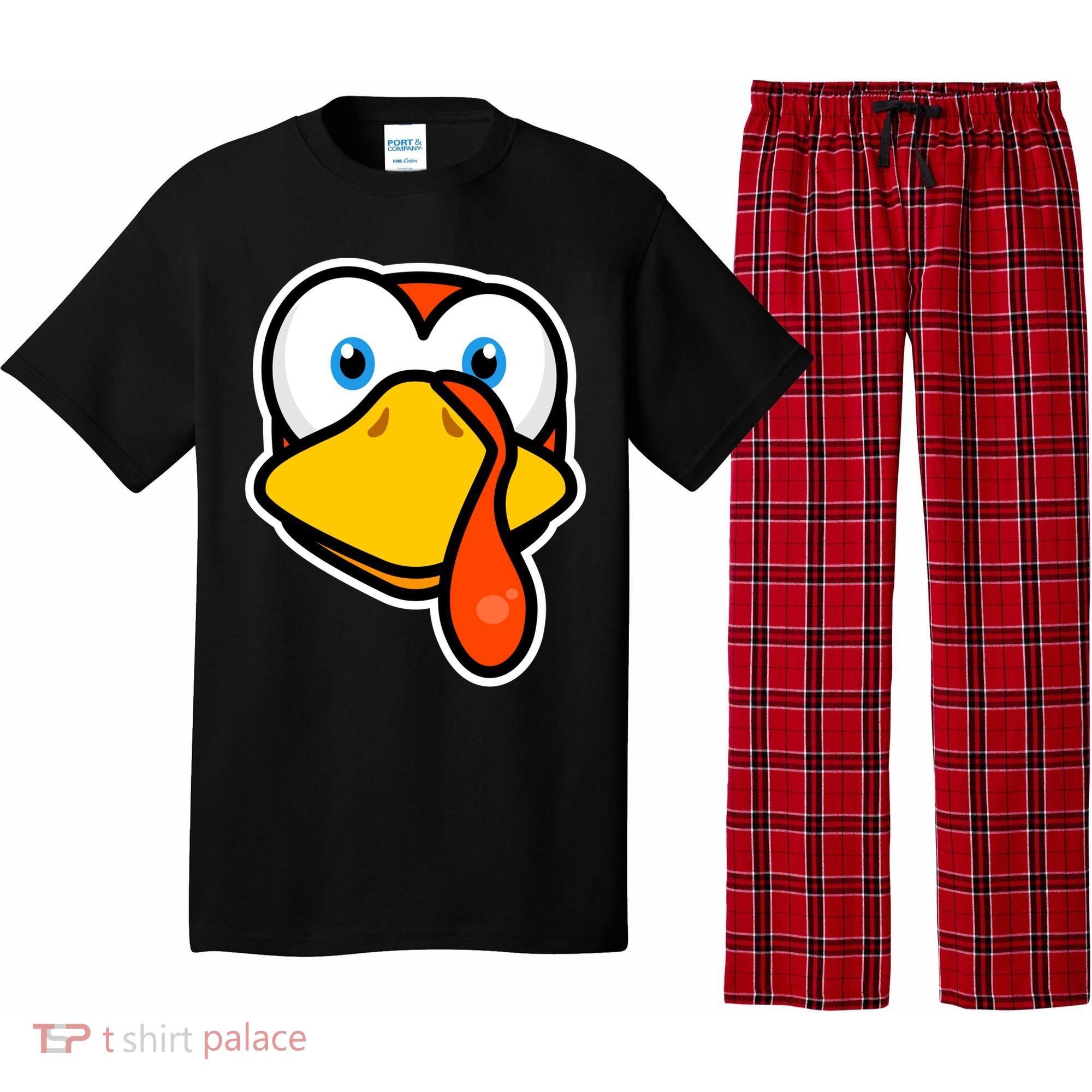 Cute Turkey Face Thanksgiving Costume Gift Pajama Set