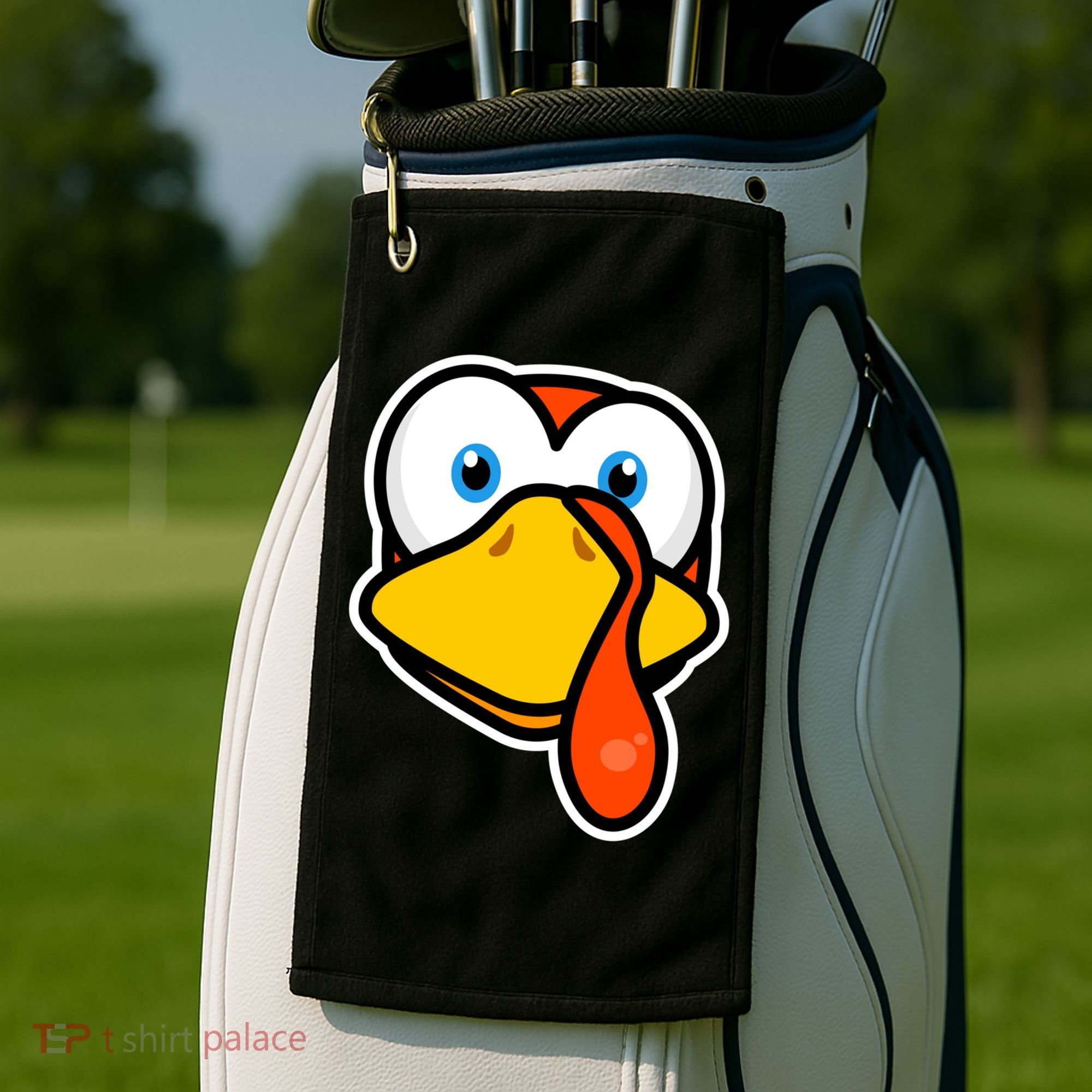 Cute Turkey Face Thanksgiving Costume Gift Golf Towel