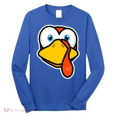 Cute Turkey Face Thanksgiving Costume Gift Long Sleeve Shirt