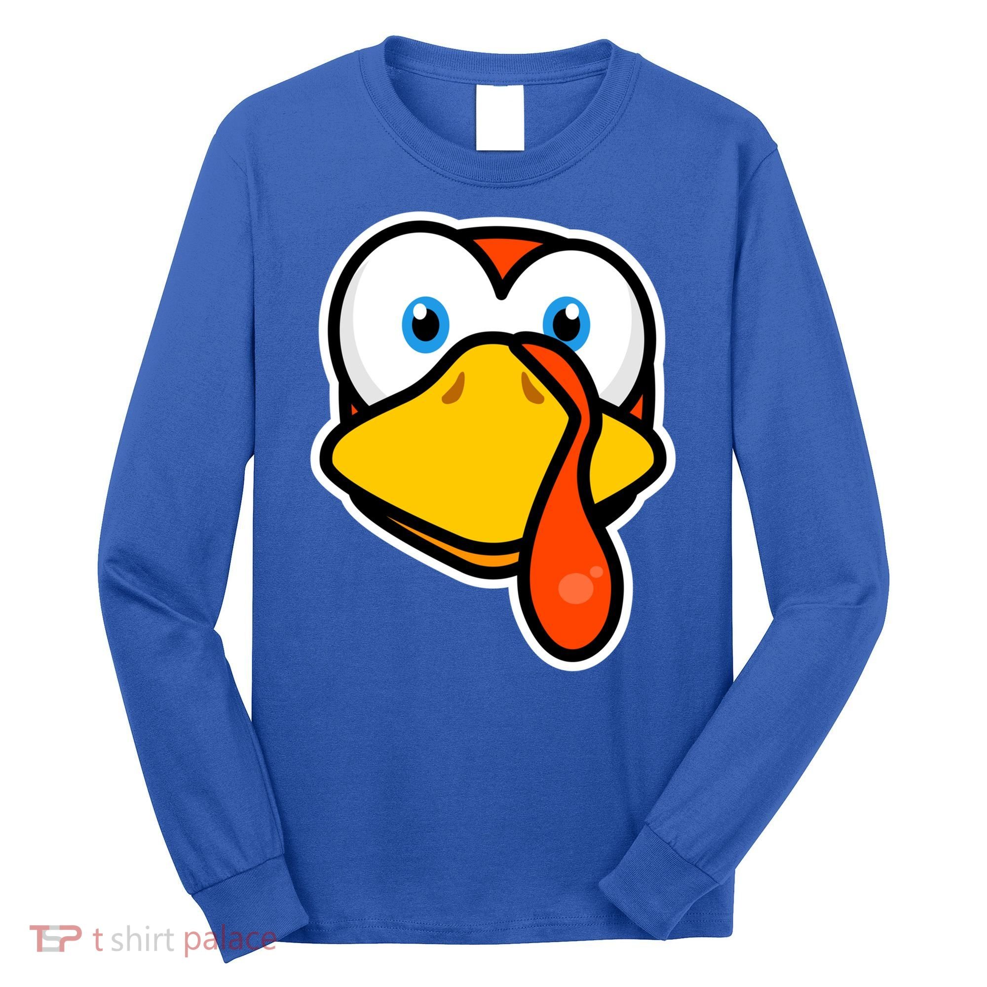 Cute Turkey Face Thanksgiving Costume Gift Long Sleeve Shirt