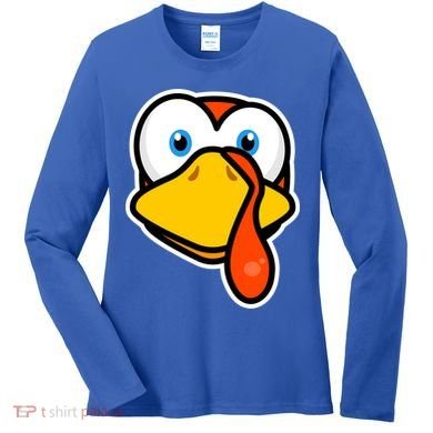 Cute Turkey Face Thanksgiving Costume Gift Women's Long Sleeve Shirt