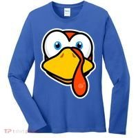 Cute Turkey Face Thanksgiving Costume Gift Women's Long Sleeve Shirt thumb 0