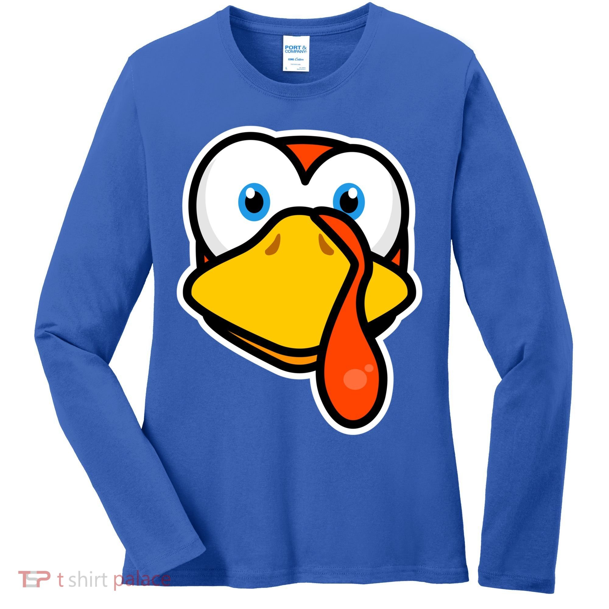 Cute Turkey Face Thanksgiving Costume Gift Women's Long Sleeve Shirt