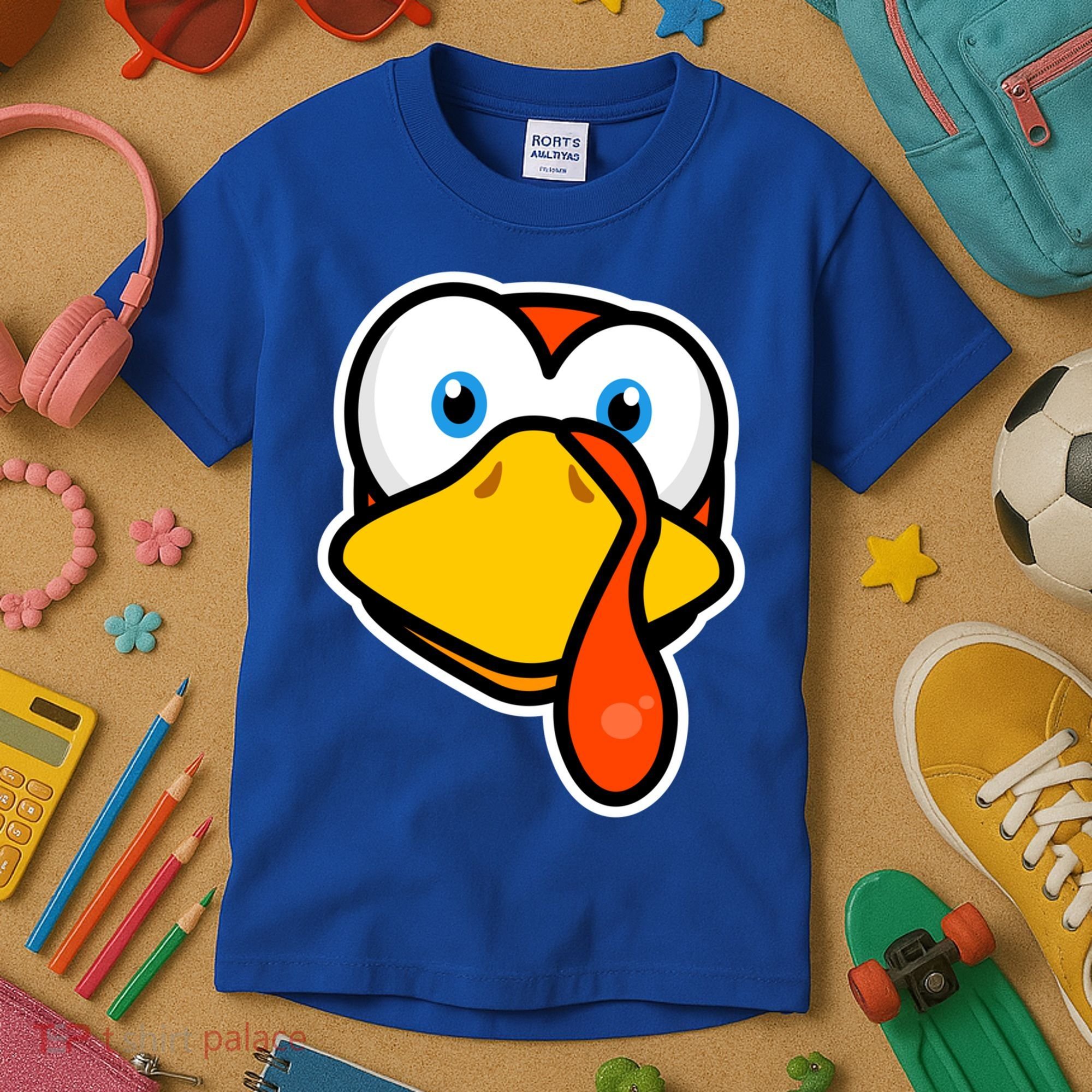 Cute Turkey Face Thanksgiving Costume Gift Kids T-Shirt