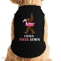 Calm The Flock Down Funny Pool Party Bigfoot Flamingo Doggie Tank thumb 0