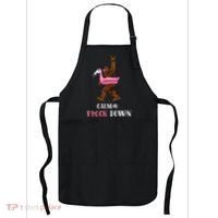 Calm The Flock Down Funny Pool Party Bigfoot Flamingo Apron thumb 0