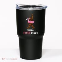 Calm The Flock Down Funny Pool Party Bigfoot Flamingo Tumbler thumb 0