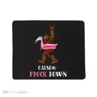 Calm The Flock Down Funny Pool Party Bigfoot Flamingo Mousepad thumb 0