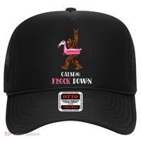 Calm The Flock Down Funny Pool Party Bigfoot Flamingo Hat thumb 0