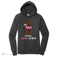Calm The Flock Down Funny Pool Party Bigfoot Flamingo Women's Hoodie thumb 0