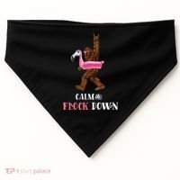 Calm The Flock Down Funny Pool Party Bigfoot Flamingo USA-Made Doggie Bandana thumb 0