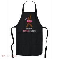 Calm The Flock Down Funny Pool Party Bigfoot Flamingo Apron thumb 0