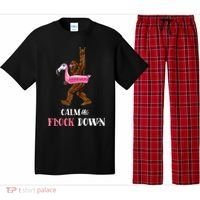 Calm The Flock Down Funny Pool Party Bigfoot Flamingo Pajama Set thumb 0
