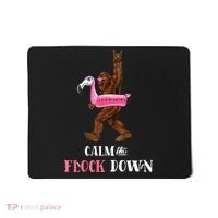 Calm The Flock Down Funny Pool Party Bigfoot Flamingo Mousepad thumb 0
