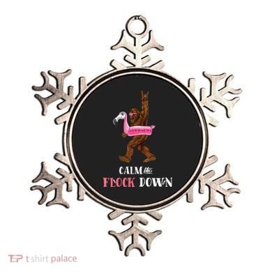 Calm The Flock Down Funny Pool Party Bigfoot Flamingo Ornament