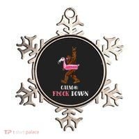 Calm The Flock Down Funny Pool Party Bigfoot Flamingo Ornament thumb 0
