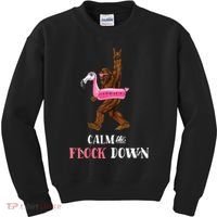 Calm The Flock Down Funny Pool Party Bigfoot Flamingo Kids Sweatshirt thumb 0