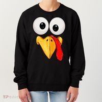 Cute Turkey Face Thanksgiving Matching Family Women's Sweatshirt thumb 0